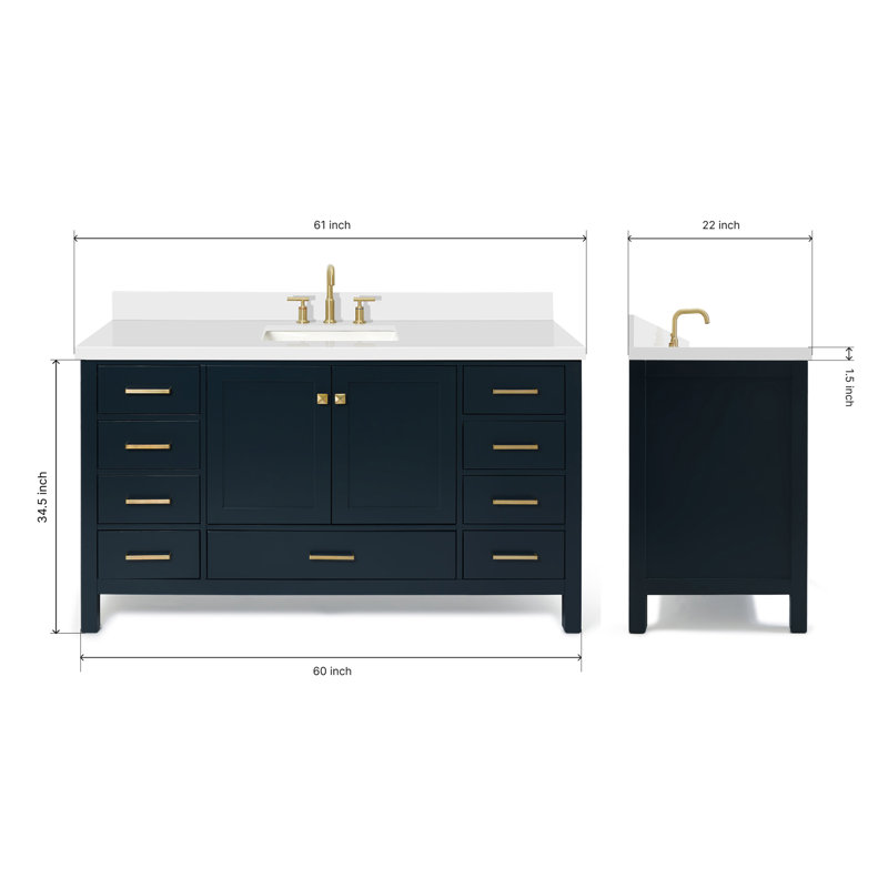 Cambridge 61'' W Single Vanity, Gold, Midnight Blue