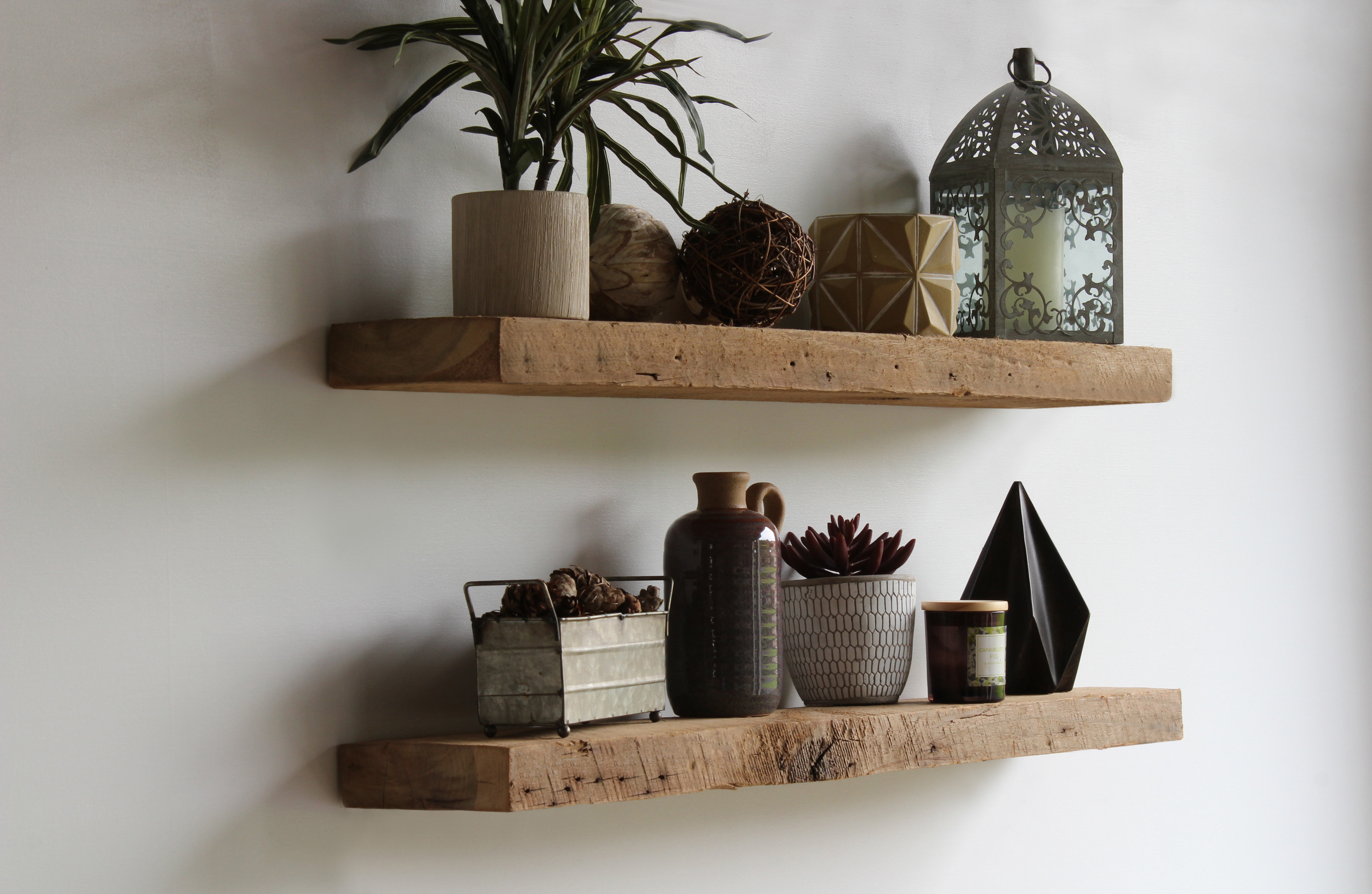 Rustic Wood Floating Shelf with Mounting Bracket, Heavy Duty