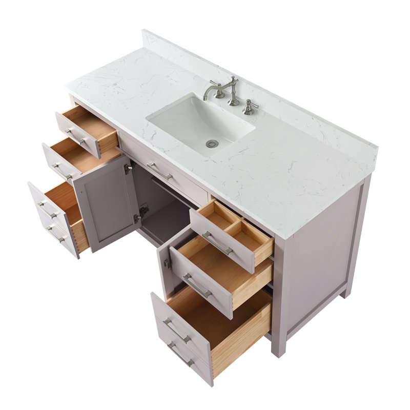 Ensemble de meuble-lavabo simple 60 po Ajhane, Taupe / nickel brossé