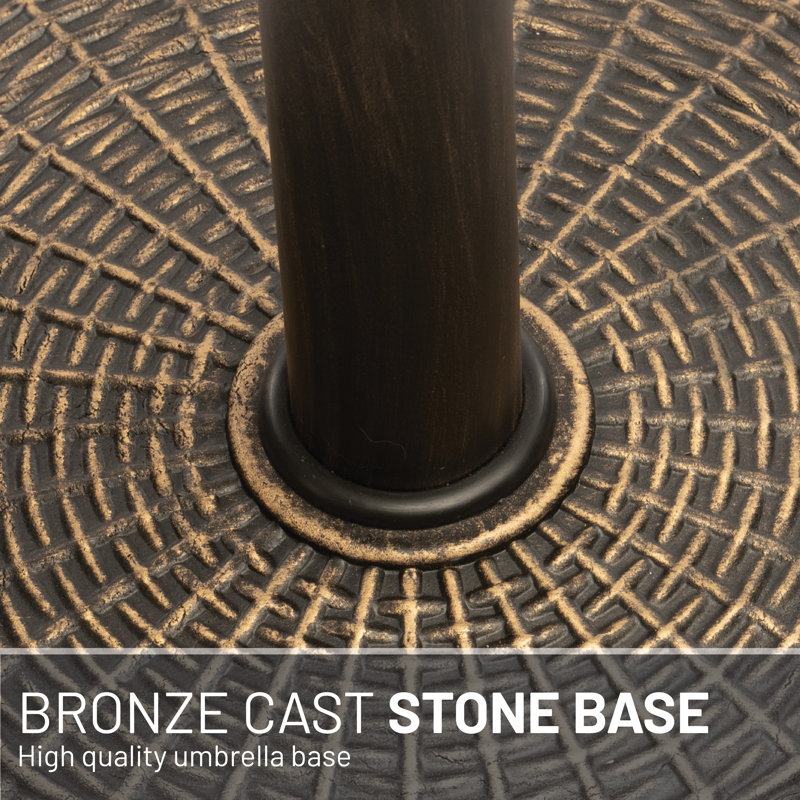 Bronze Wicker Pattern Plastic Patio Umbrella Base, 22lb