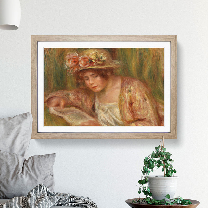 Andree in a Hat by Pierre-Auguste Renoir - Picture Frame Painting, Oak, 48cm H x 65cm W x 2cm D