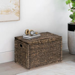 Ved Heavy-duty Water Hyacinth Wicker Storage Trunk with Metal Frame