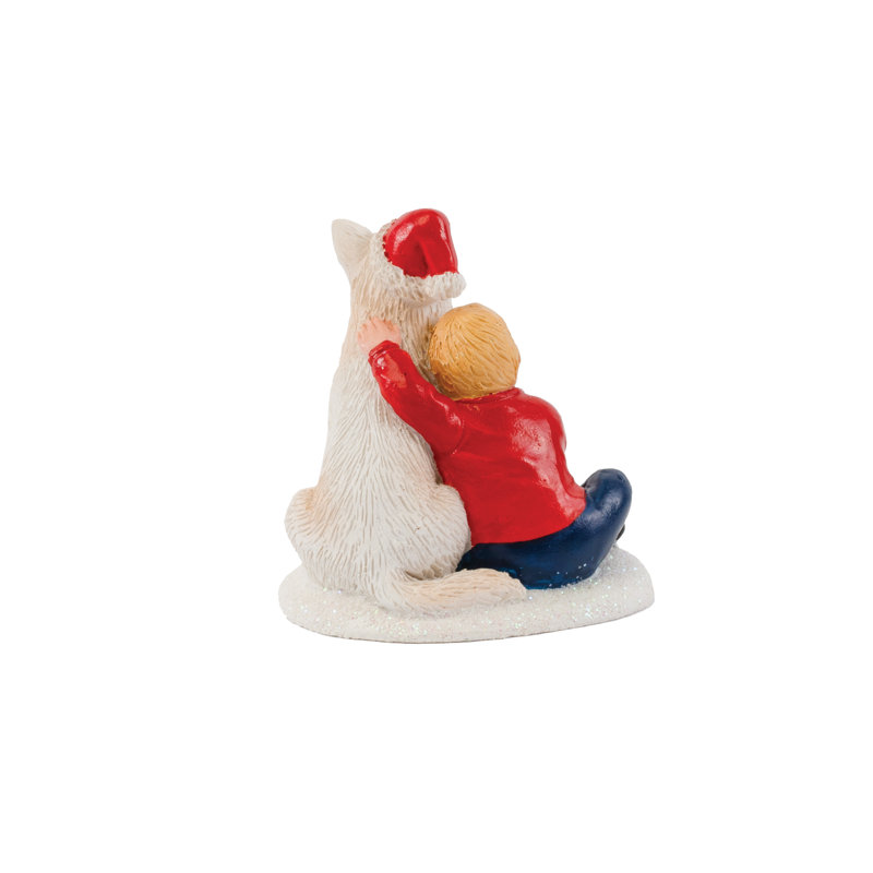 Figurine Christmas Village - Garçon et chien