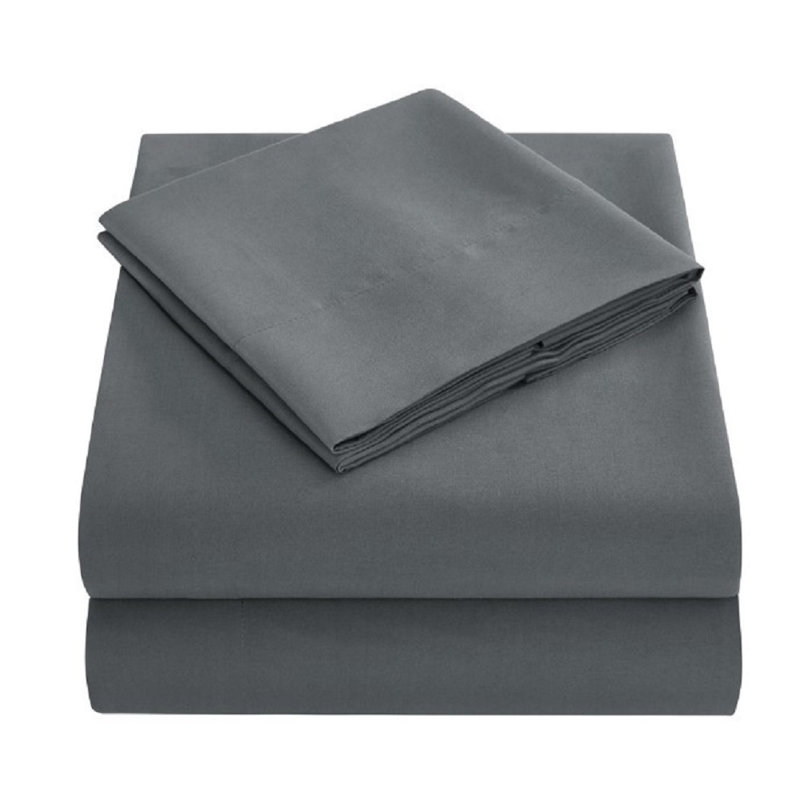 Ensemble de draps 4 pièces, Très grand californien, Gris foncé