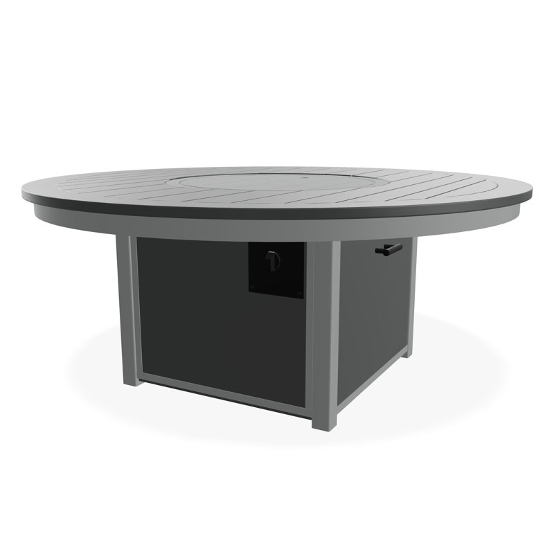 Table de feu 54 po ronde en polymère de qualité marine avec tablette au propane, Graphite
