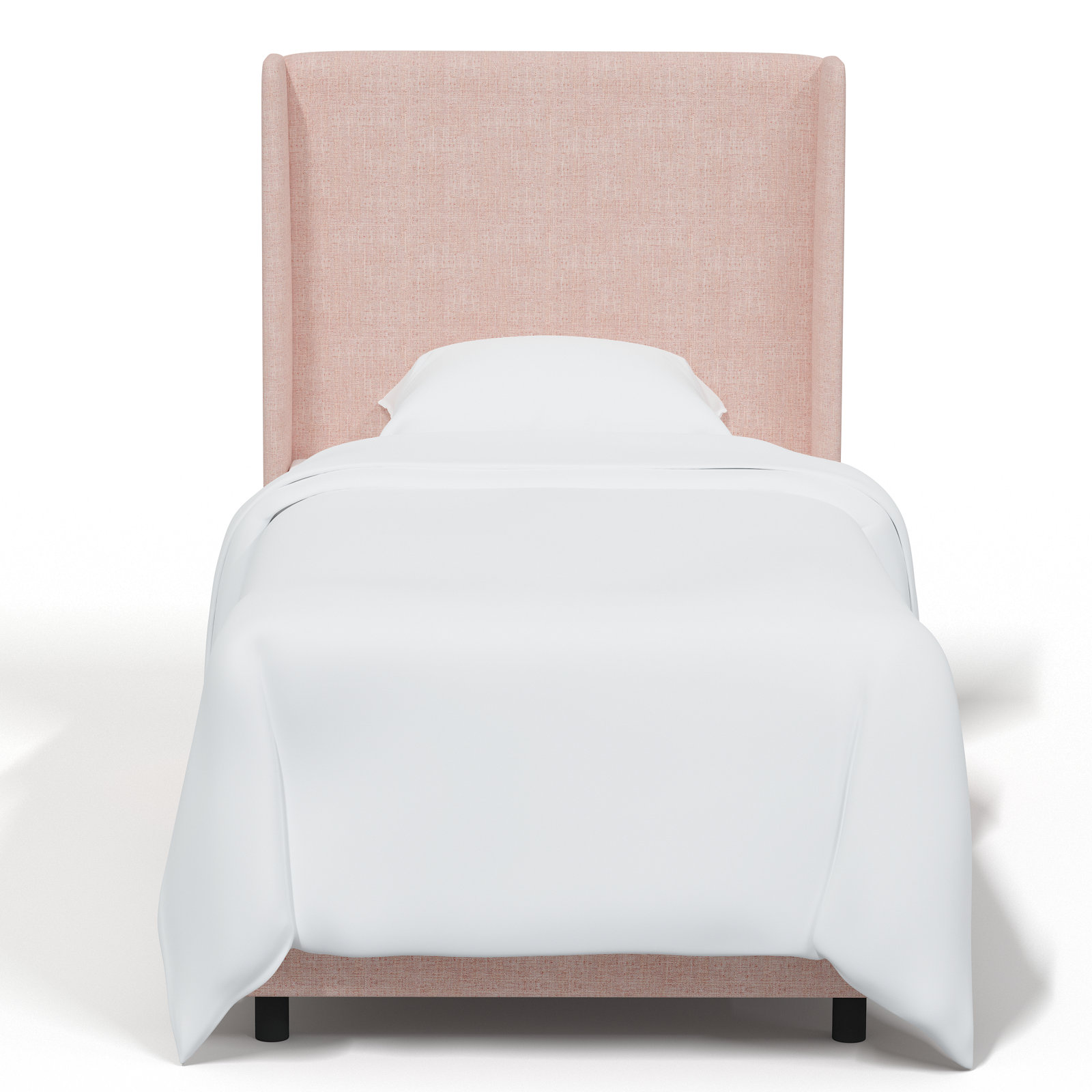 Tilly Upholstered Wingback Bed, Twin, Zuma Rosequartz Textured Linen