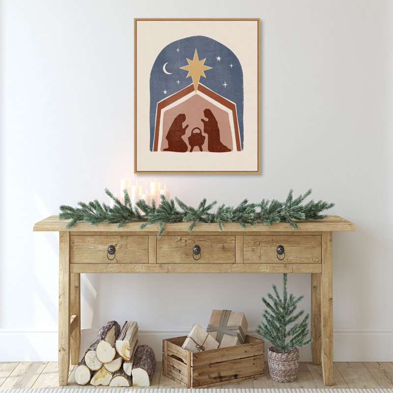 Boho Nativity Scene Framed Canvas Wall Art, 23" x 28"