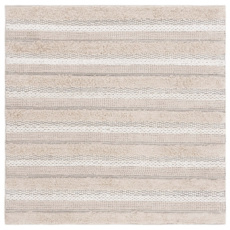 Magellan Natura Hand Woven Cotton Striped Rug, Square 6'