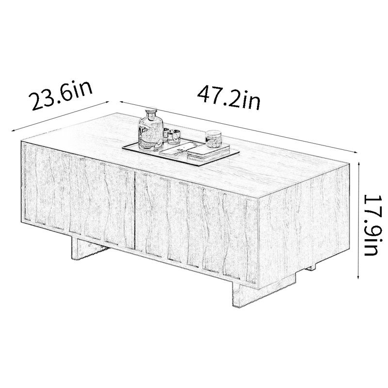 Table basse rétro simple et moderne, Burlywood, H 17,9 po x L 47,2 po x l 23,6 po