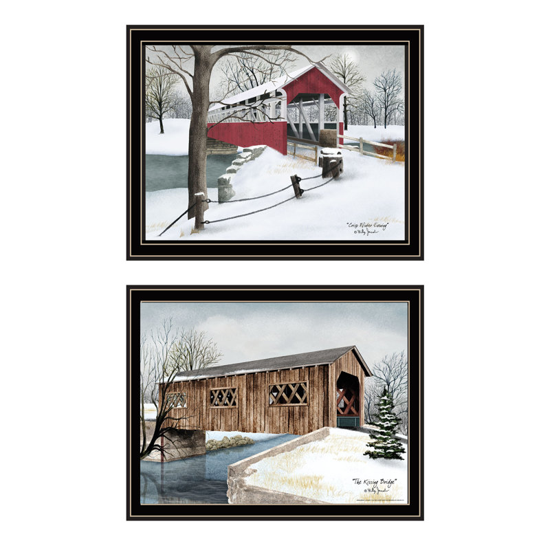 Reproduction d'art mural pour le salon et la chambre à coucher, 2 pièces, couvertes par l'hiver, par Billy Jacobs, Noir