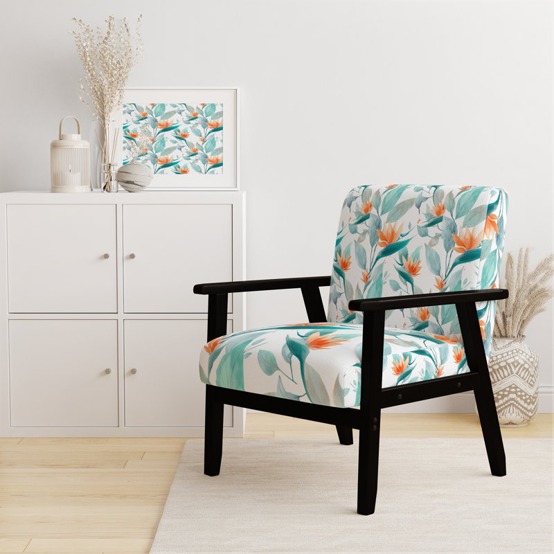 Chaise rembourrée Coastal, Accoudoirs carrés noirs