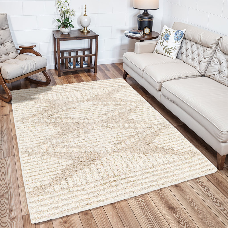 Geometric Shag Area Rug, Rectangle 130 x 170 cm