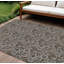 Tapis intérieur floral lavable 8 pi x 10 pi chocolat et gris anthracite