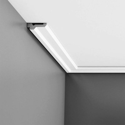 Moulure couronnée en polyuréthane blanc apprêté 2-3 / 8 po x 3/4 po x 78-3 / 4 po