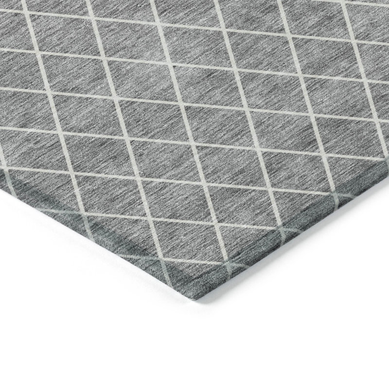 Tapis intérieur lavable à motif géométrique 9 pi x 12 pi gris