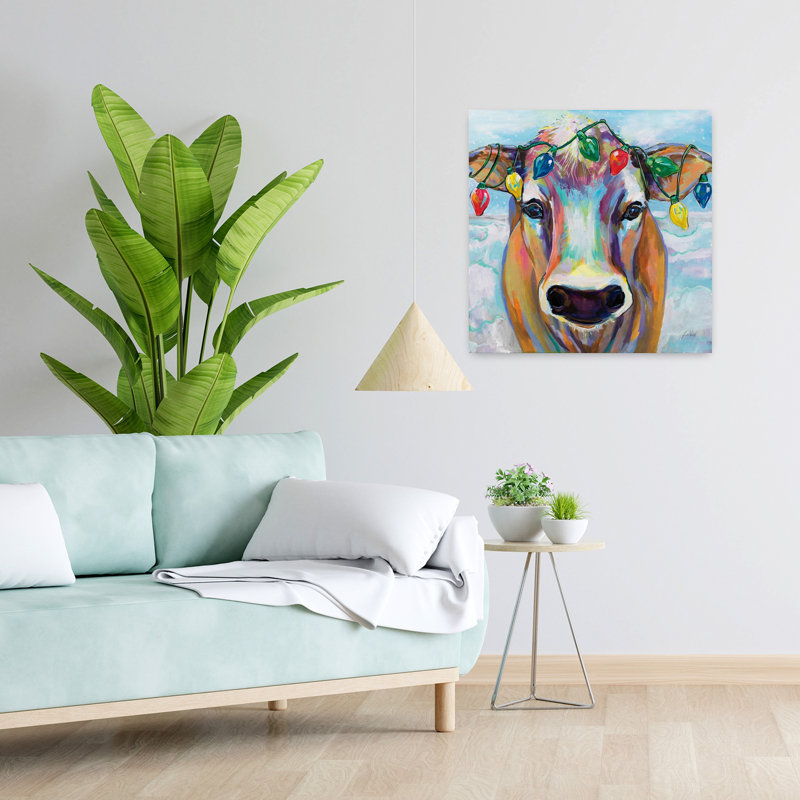 Art contemporain avec des animaux de grange, H 24 po x l 24 po