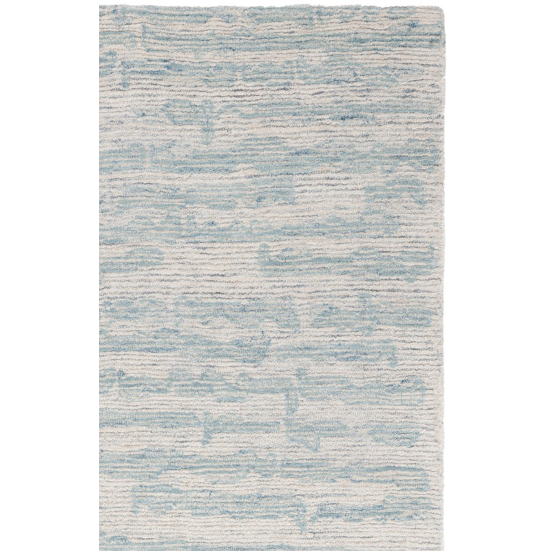 Notasulga Ebony Hand Tufted Wool/Cotton Abstract Rug in Gray, Square 6'