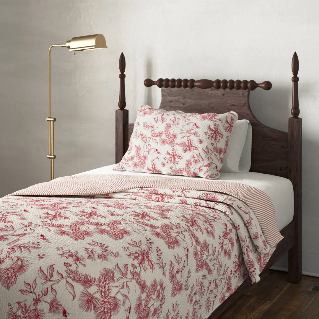 Iria Red/White Standard Cotton Reversible Quilt Set Birch Lane™