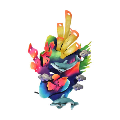 Scène d'aquarium tropicale peinte