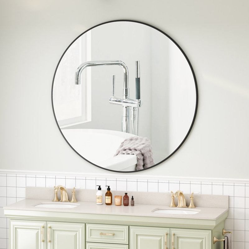 Metal Wall Mirror, Noir, 41,67 po x 41,47 po