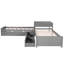 Lit plateforme gris simple en L avec bureau intégré et tiroirs - Lit gigogne pour plus de confort, bureau, tiroirs-783614577