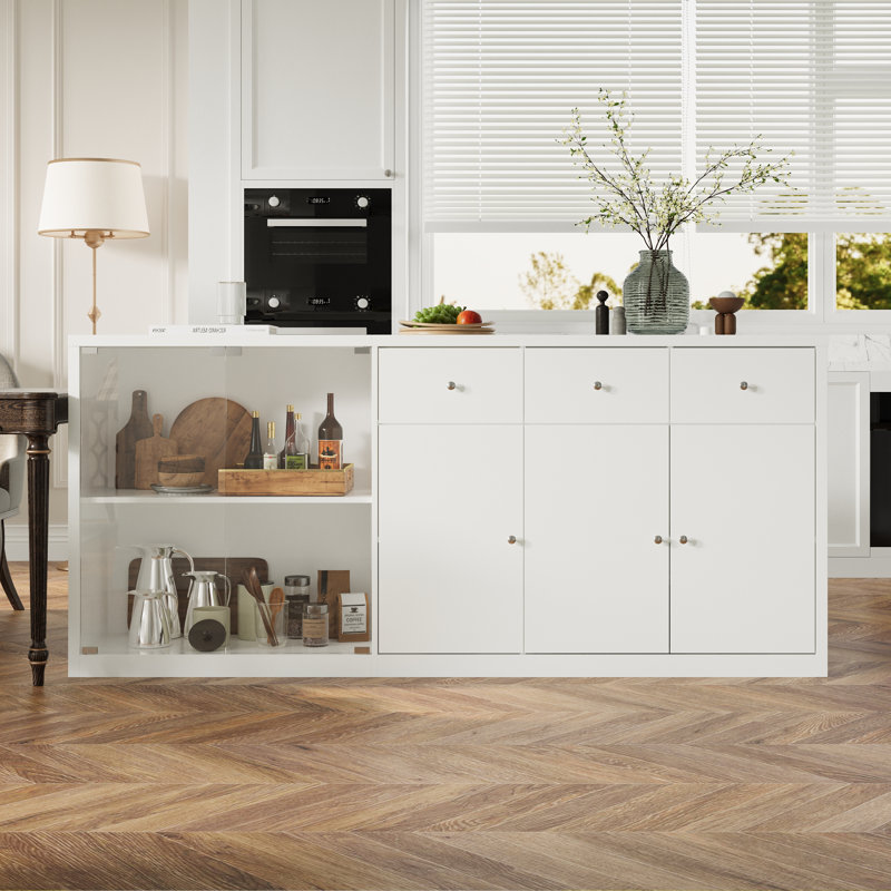Kitchen Island With Tempered Glass Door