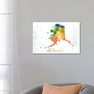 Alaska State Colourful - Wrapped Canvas Print