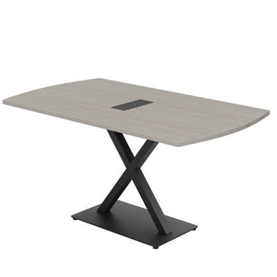 Pavert Arc Rectangle Conference Table with Metal X Base | Electrical Unit by Inbox Zero