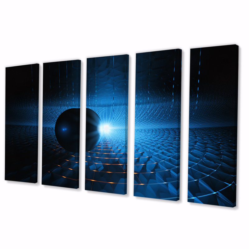 Blue Solar System Magnetic Galaxy I - Space Wall Decor - 5 Equal Panels
