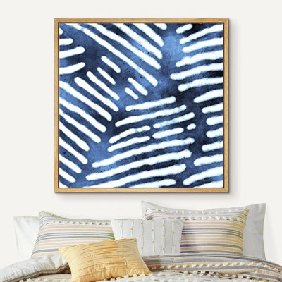 "White Line Art On Blue", reproduction d'art sur toile