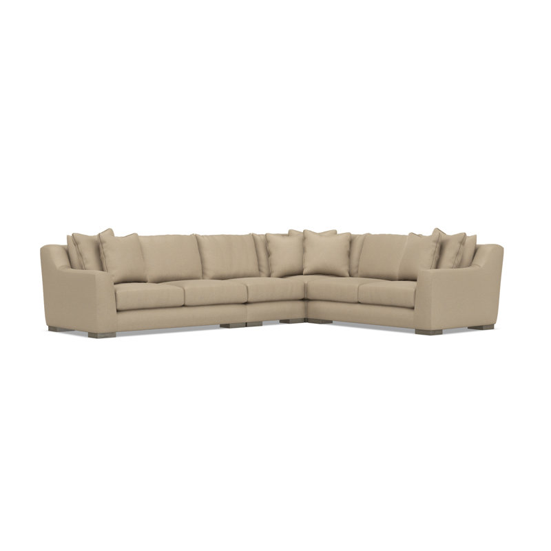 Gabi 5-Piece Fabric Sectional, Taupe Polyester, 35" H x  140" W x 110" D, Right Hand Facing