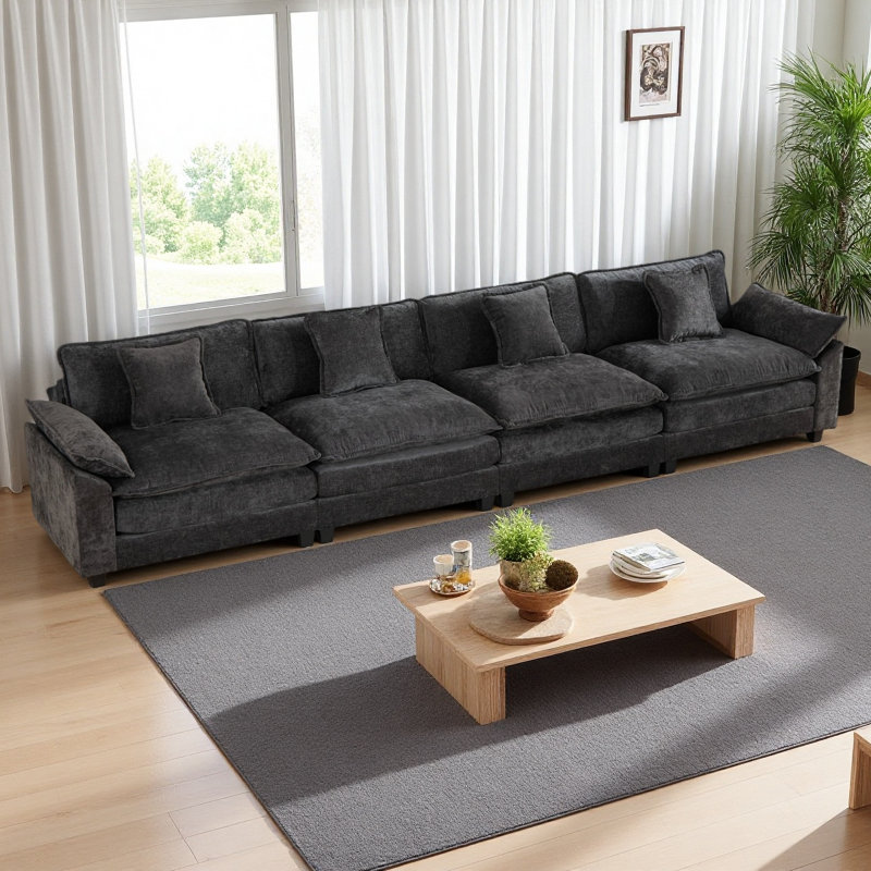 Accoudoirs plus larges avec 3 sièges, canapé modulaire moderne, pour le salon, la chambre à coucher et les appartements, coussin de siège rembourré à double couche confortable, tissu chenille respirant