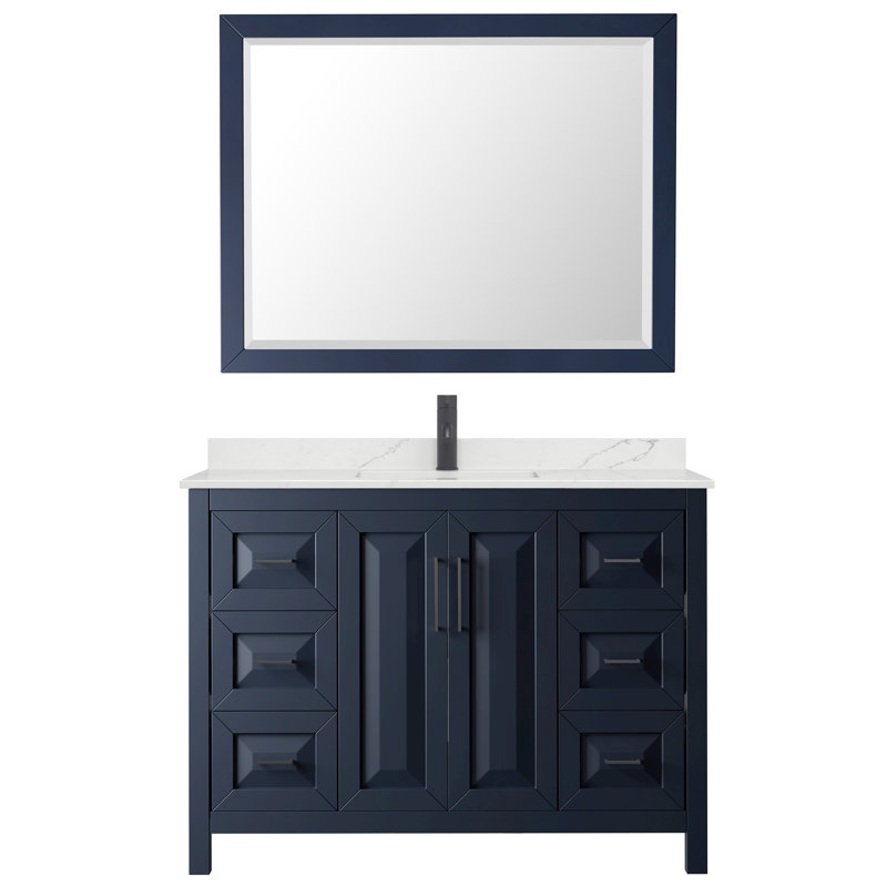 Daria 48'' W Vanity, Matte Black, Blue, Giotto Quartz
