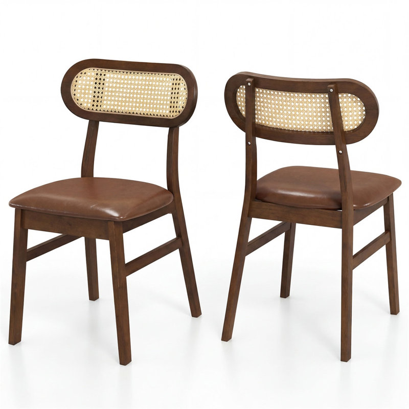  Ensemble de 2 chaises de salle à manger Mid-Century, Café, Café, Noyer
