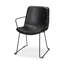 Chaise rembourrée noire en similicuir-2139657558