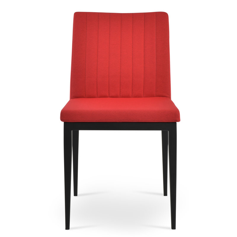 18 " H Microfiber / Microsuede Upholstered Metal Parsons Chair, Red Fabric