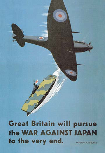 Publicité rétro war contre japon, H 42 po x l 28 po x P 1,5 po