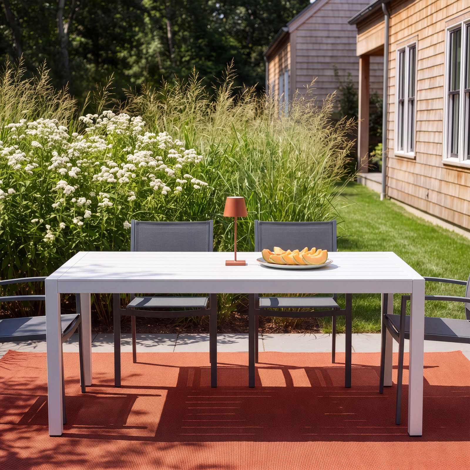 Devan 71'' Outdoor Dining Table, White, White