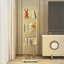 Armoires | Armoire de rangement moderne en verre trempé de 65 pouces, lumières DEL Bluetooth, serrure de porte, roulettes verrouillables, blanc neige | Minimaliste | Salon