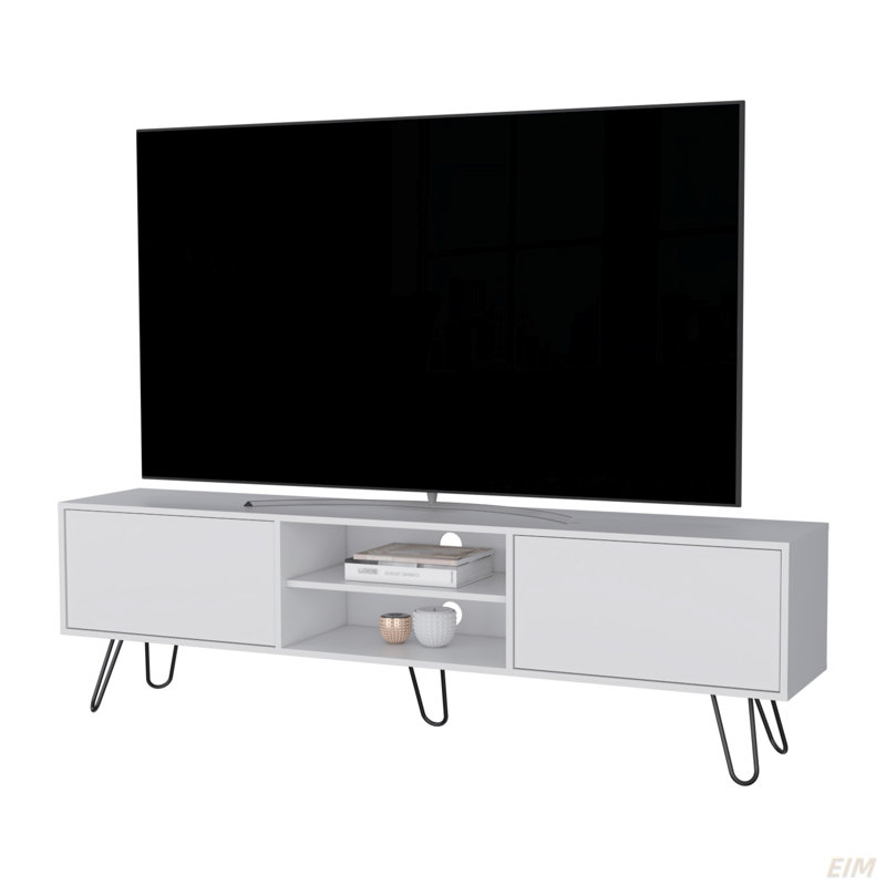 Selby TV Rack, Hairpin Leg Design With Spacious Storage, White