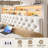  Upholstered Bed with Wood Frame, 4 Storage Drawers, Modern Bed Frame with Charging Station & LED Lights, Headboard Included,King/Beige-108946933-121934174