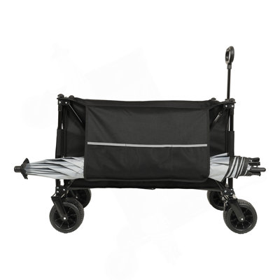 Collapsible Foldable Extended Wagon,480Lbs Weight Capacity, Heavy Duty Folding Utility Garden Cart With Big All-Terrain Beach Wheels & Drink Holders,S -  Wentygam, HYX-W2932P253149