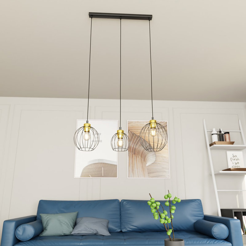 Ahnyla 3 - Light Pendant, Matte Black/Gold