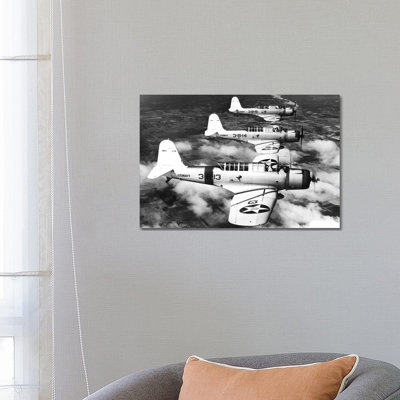 1940s Three World War Ii Us Navy Dive Bombers Flying In Formation - Wrapped Canvas Print