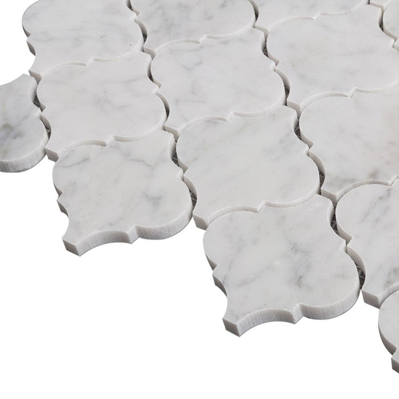 12” x 12” Carrara White Lantern Mosaic Marble Tile Sheets Polished for Wall and Floor