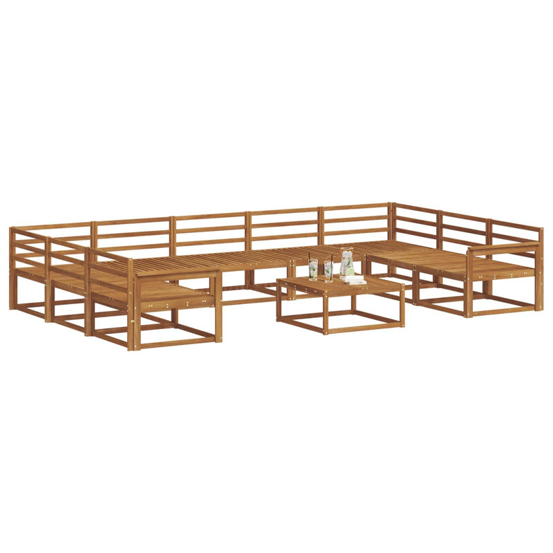  Outdoor Sofa Set 10 Pcs Natural Solid Acacia Wood