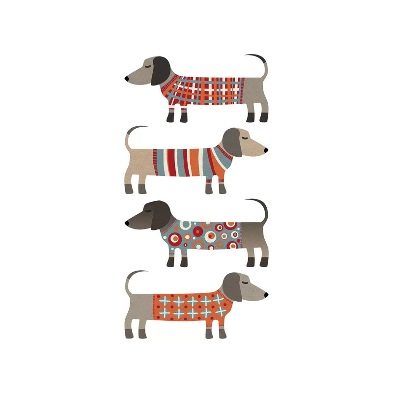 «Sausage Dogs in Pulls» par Nic Squirrell - impression, Toile tendue, H 12 po x l 8 po x P 0,75 po, Pas de tapis