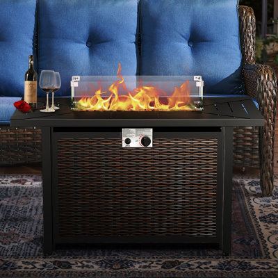 Foyer de table d'extérieur 43 "au propane 43" 55 000 BTU avec pare-vent