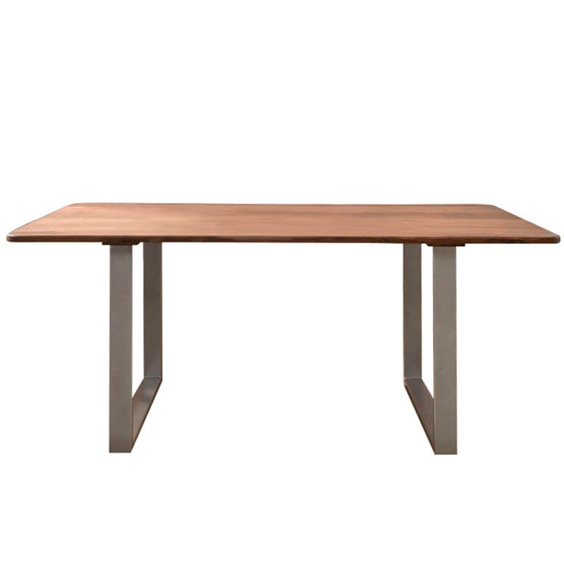 Sydney Sheesham and Rosewood Rectangular Wood Top Dining Table with Stainless Steel Base, 76cm H x 200cm L x 100cm W, Brown