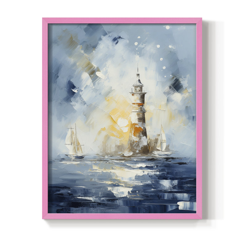 NAUTICAL Series, impression encadrée - bois massif, Rose, H 11 po x l 9 po